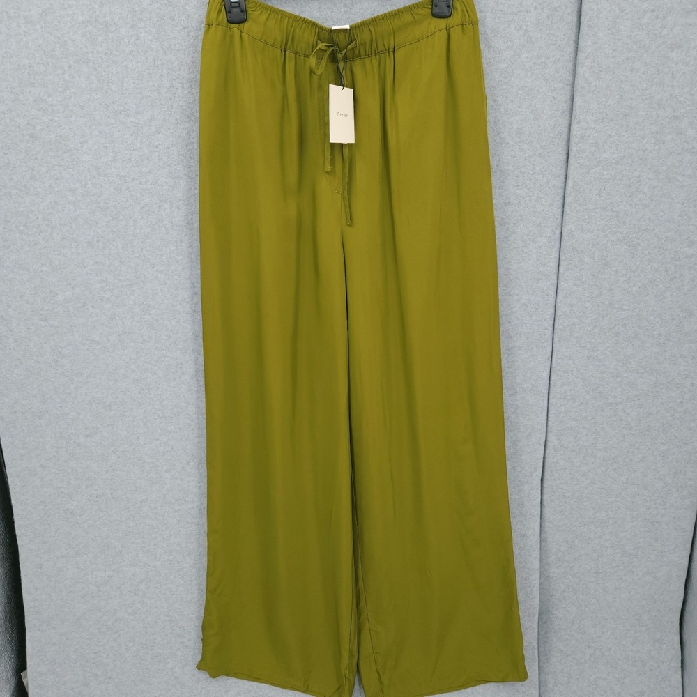 Calvin Klein Drawstring‎ Relaxed Dark Leaves Wide Leg Pants Womens Size M NWT